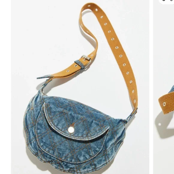 URBAN OUTFITTERS Quilted Denim Sling Bag - Picture 1 of 6